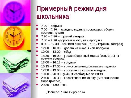 Режим дня школьника физкультура