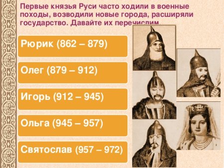 Правления первых князей древней Руси