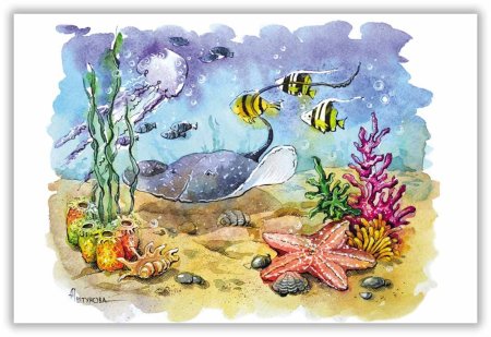 На дне морского океана рисунок (49 фото)