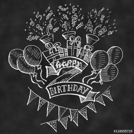 С днем рождения на меловой доске