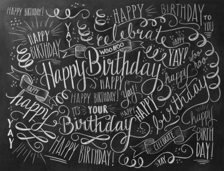 Надпись с днем рождения мелом на доске