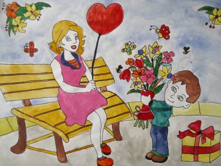 Рисуное на тему подарок мама
