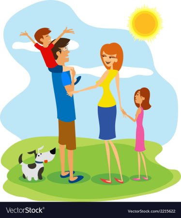 Прогулка с семьёй мультяшно