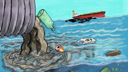 Отходы в океан иллюстрация