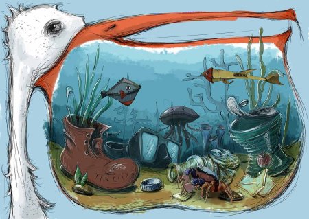 Пластиковый мусор в океане рисунок