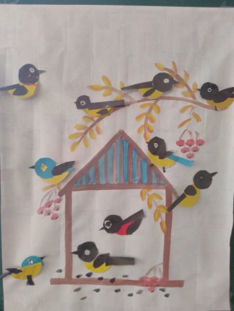 Аппликация из цветной бумаги птицы