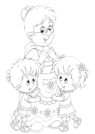 Раскраска бабушка и внучка