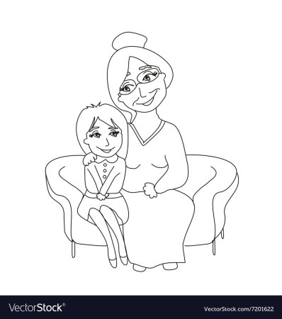Раскраска бабушка и внучка