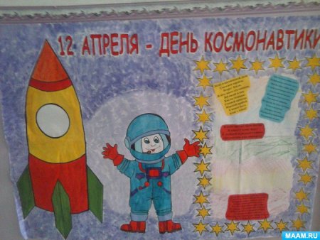 Плакат ко Дню космонавтики в школе