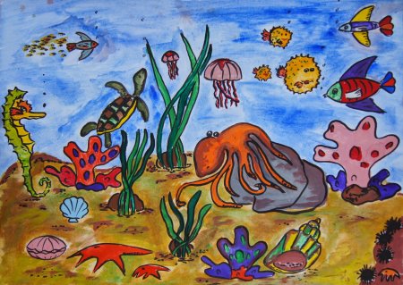 Морское дно рисунок для детей