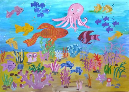Рисование морские обитатели