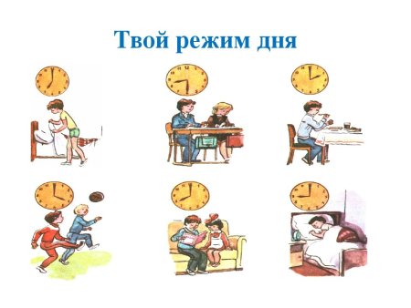 Режим дня в рисунке школьные