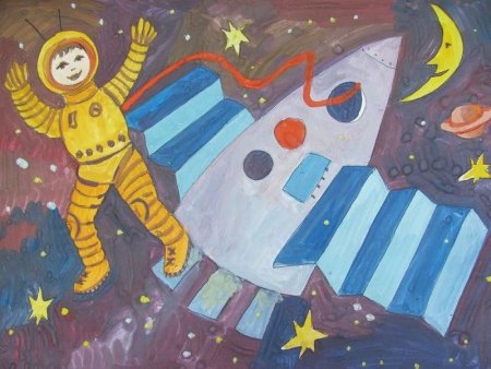 Детские рисунки на тему космос