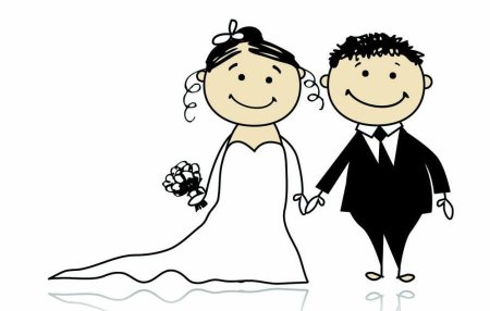 Рисунки жениха и невесты прикольные