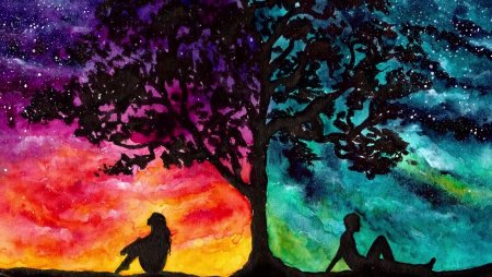 Пейзаж в силуэте человека