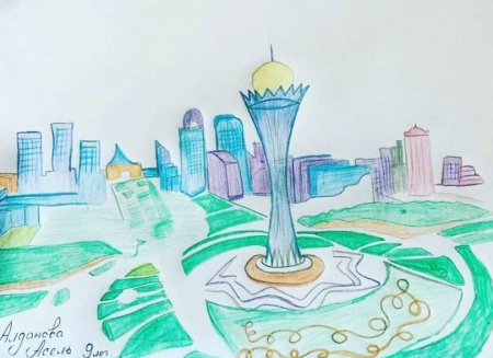 Байтерек рисунок карандашом