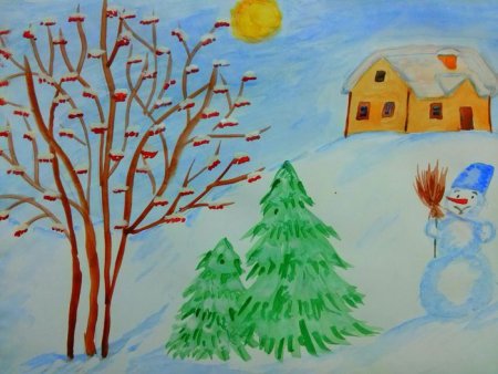 Детский рисунок морозный день