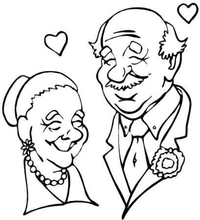 Раскраска пожилые люди
