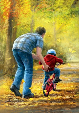 Папа и дети живопись