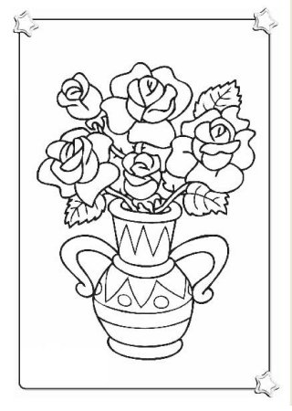 Раскраска цветы в вазе