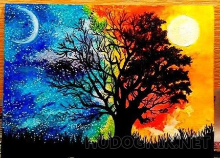 Пейзаж день и ночь