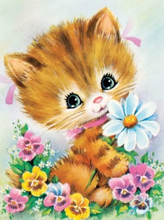 Котенок с цветочком