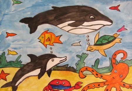 Обитатели подводного мира 2 класс изо