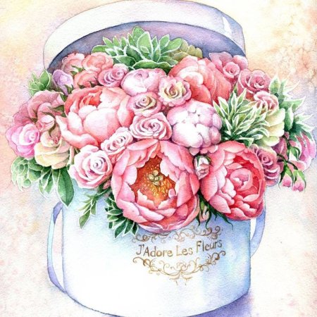 Акварельные Винтажные букеты