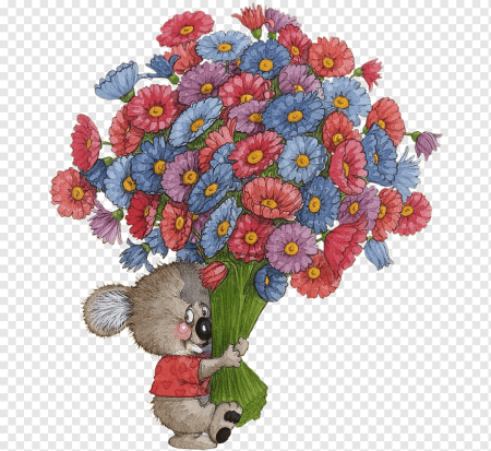 Ёжик с букетом цветов