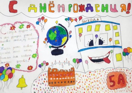 С днём рождения школа рисунок
