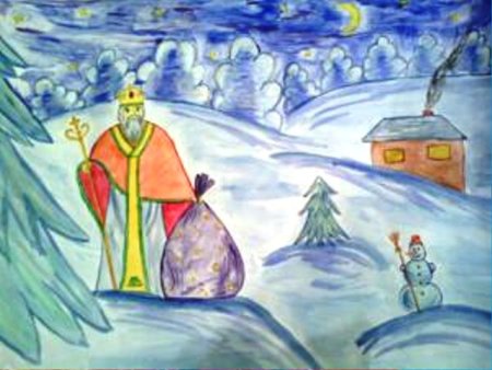 Святой Николай Чудотворец рисунок детский