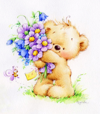 Медвежонок Тедди с цветами