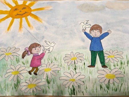 Счастливое детство рисунок в школу