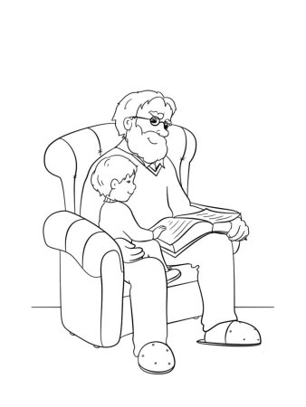 Раскраска бабушка и дедушка