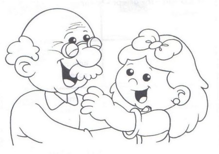 Раскраска дедушка и внучка