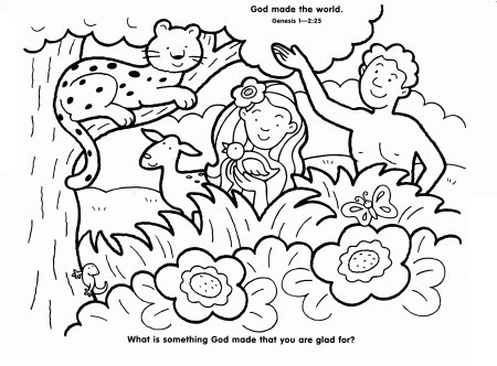 Бог с Адамом и Евой раскраска