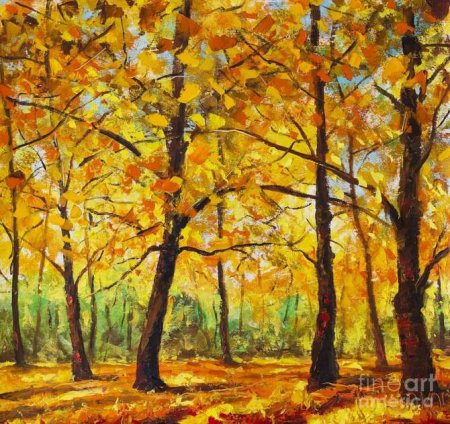 Солнечный осенний лес картина