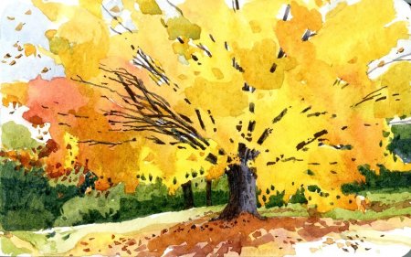 Осень акварелью для детей