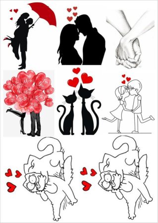 Силуэты влюбленных пар для торта