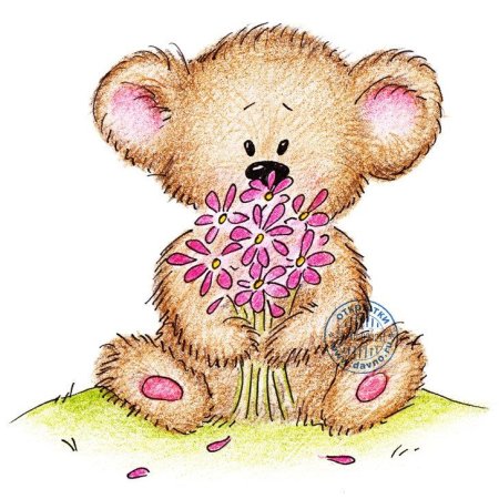 Медвежонок с цветами рисунок