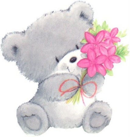 Мишки зайки с цветами