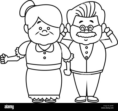 Трафарет бабушка и дедушка