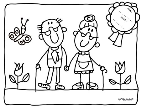 Открытка для бабушки и дедушки раскраска