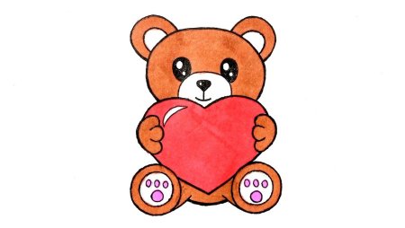 Раскраска мишка с сердечком