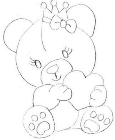Раскраска мишка с сердечком