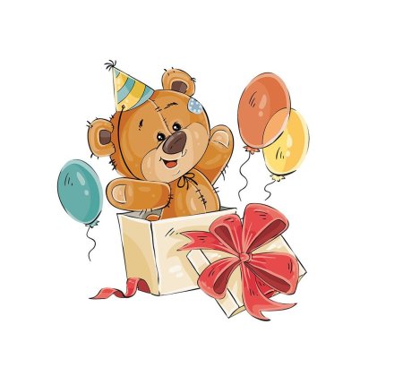 Медвежонок с подарками на тортике