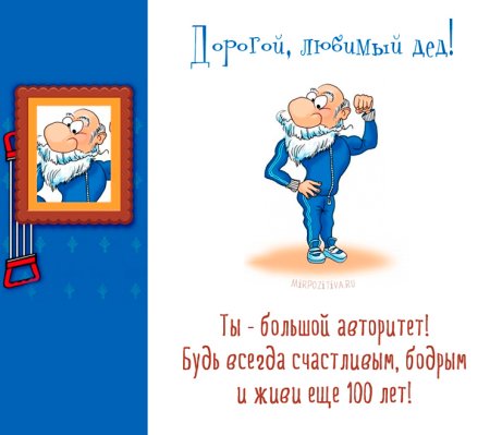 Открытка с днём рождения дедушке