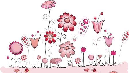 Стилизованные цветы на прозрачном фоне