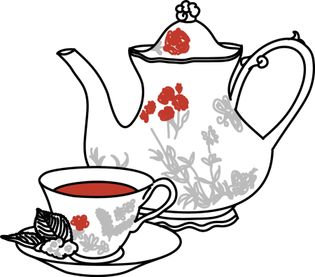 Мультяшный чайник с чашками