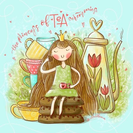 Девушка с чаем иллюстрация